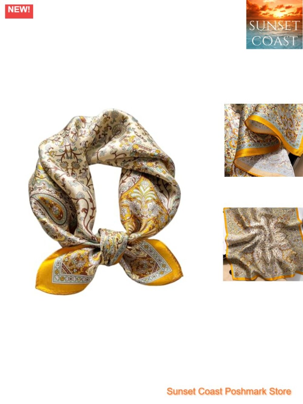 21"x21" Mulberry Silk Square Scarf Lightweight Neckerchief Headscarf Versatile
